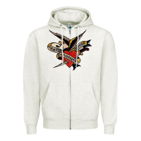 Oatmeal Heather sailor jerry tattoo art military mermaid Zipper Hoodie - artisFamous