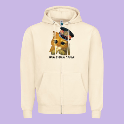 Cat Tama Train Station Master Zipper Hoodie Designed By Artisfamous