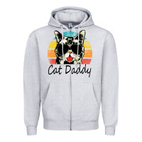 Heather Grey cat daddy vintage Zipper Hoodie - artisFamous