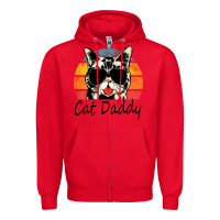 Red cat daddy vintage Zipper Hoodie - artisFamous