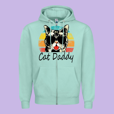 Cat Daddy Vintage Zipper Hoodie Designed By Artisfamous