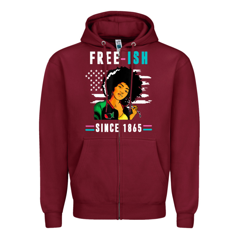 Juneteenth Free Ish Since 1865 Black Zipper Hoodie by artisFamous | Teevron