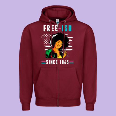 Juneteenth Free Ish Since 1865 Black Zipper Hoodie Designed By Artisfamous