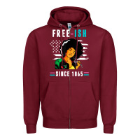 Burgundy juneteenth free ish since 1865 black Zipper Hoodie - artisFamous