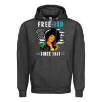 Charcoal Heather juneteenth free ish since 1865 black Zipper Hoodie - artisFamous