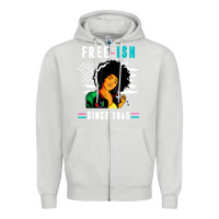 Dove Grey juneteenth free ish since 1865 black Zipper Hoodie - artisFamous