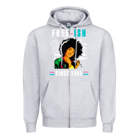 Heather Grey juneteenth free ish since 1865 black Zipper Hoodie - artisFamous