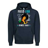 Navy juneteenth free ish since 1865 black Zipper Hoodie - artisFamous