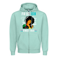 Seafoam juneteenth free ish since 1865 black Zipper Hoodie - artisFamous