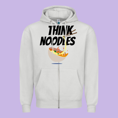 Think Noodles Zipper Hoodie Designed By Artisfamous