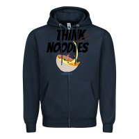 Navy think noodles Zipper Hoodie - artisFamous