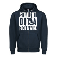 Navy straight out a food and wine Zipper Hoodie - artisFamous