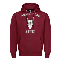 Burgundy soldiers of odin worldwide support Zipper Hoodie - artisFamous
