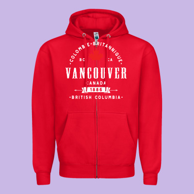 Vancouver Canada Zipper Hoodie Designed By Artisfamous