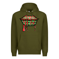 Army Green summer vibes watermelon lips Premium Hoodie - Jasminsmagicworld