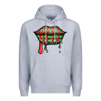 Heather Grey summer vibes watermelon lips Premium Hoodie - Jasminsmagicworld