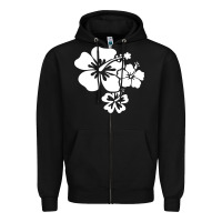 Black hawaiian flower Zipper Hoodie - artisFamous