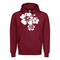 Burgundy hawaiian flower Zipper Hoodie - artisFamous