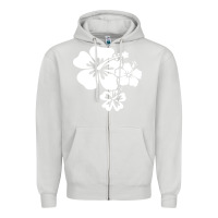 Dove Grey hawaiian flower Zipper Hoodie - artisFamous
