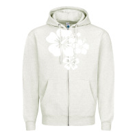 Oatmeal Heather hawaiian flower Zipper Hoodie - artisFamous