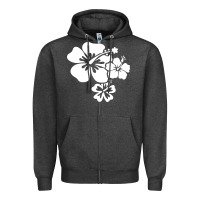 Charcoal Heather hawaiian flower Zipper Hoodie - artisFamous