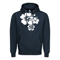 Navy hawaiian flower Zipper Hoodie - artisFamous