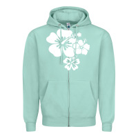 Seafoam hawaiian flower Zipper Hoodie - artisFamous