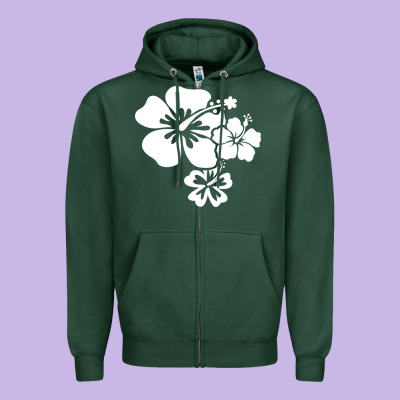 Hawaiian Flower Zipper Hoodie Designed By Artisfamous
