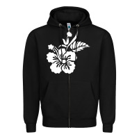 Black hawaiian flower Zipper Hoodie - artisFamous