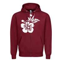 Burgundy hawaiian flower Zipper Hoodie - artisFamous