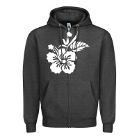 Charcoal Heather hawaiian flower Zipper Hoodie - artisFamous