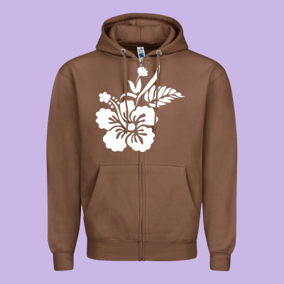 Hawaiian Flower Zipper Hoodie Designed By Artisfamous