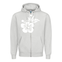 Dove Grey hawaiian flower Zipper Hoodie - artisFamous