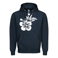 Navy hawaiian flower Zipper Hoodie - artisFamous