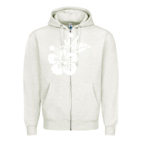 Oatmeal Heather hawaiian flower Zipper Hoodie - artisFamous