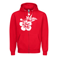 Red hawaiian flower Zipper Hoodie - artisFamous