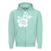 Seafoam hawaiian flower Zipper Hoodie - artisFamous