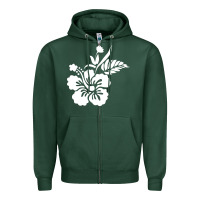 Sports Green hawaiian flower Zipper Hoodie - artisFamous