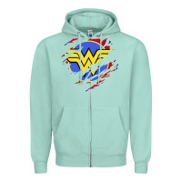 Seafoam tear off wonder woman shield Zipper Hoodie - artisFamous