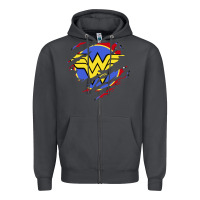 Smoke tear off wonder woman shield Zipper Hoodie - artisFamous