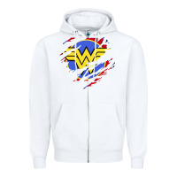White tear off wonder woman shield Zipper Hoodie - artisFamous