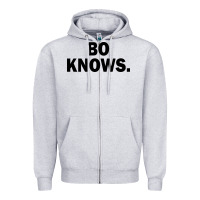 Heather Grey bo knows (black text) Zipper Hoodie - artisFamous