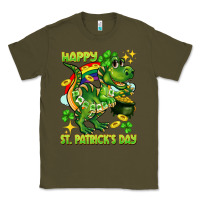 Army Green Happy St. Patrick's Day T-rex Classic Tee - CowGirlArtShop