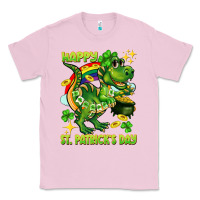 Bubblegum Pink Happy St. Patrick's Day T-rex Classic Tee - CowGirlArtShop