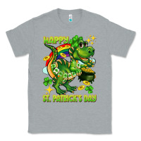 Heather Grey Happy St. Patrick's Day T-rex Classic Tee - CowGirlArtShop
