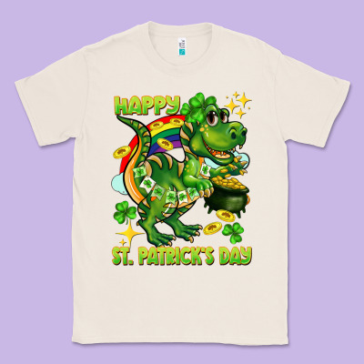 Happy St. Patrick's Day T-rex Classic Tee Designed By Cowgirlartshop