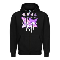 Black melody and kuromi heart Zipper Hoodie - artisFamous