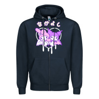 Navy melody and kuromi heart Zipper Hoodie - artisFamous