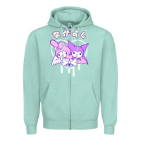 Seafoam melody and kuromi heart Zipper Hoodie - artisFamous