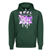 Sports Green melody and kuromi heart Zipper Hoodie - artisFamous
